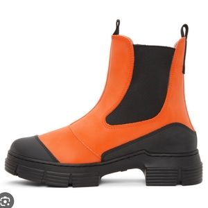 Ganni Orange and Black Winter Boots